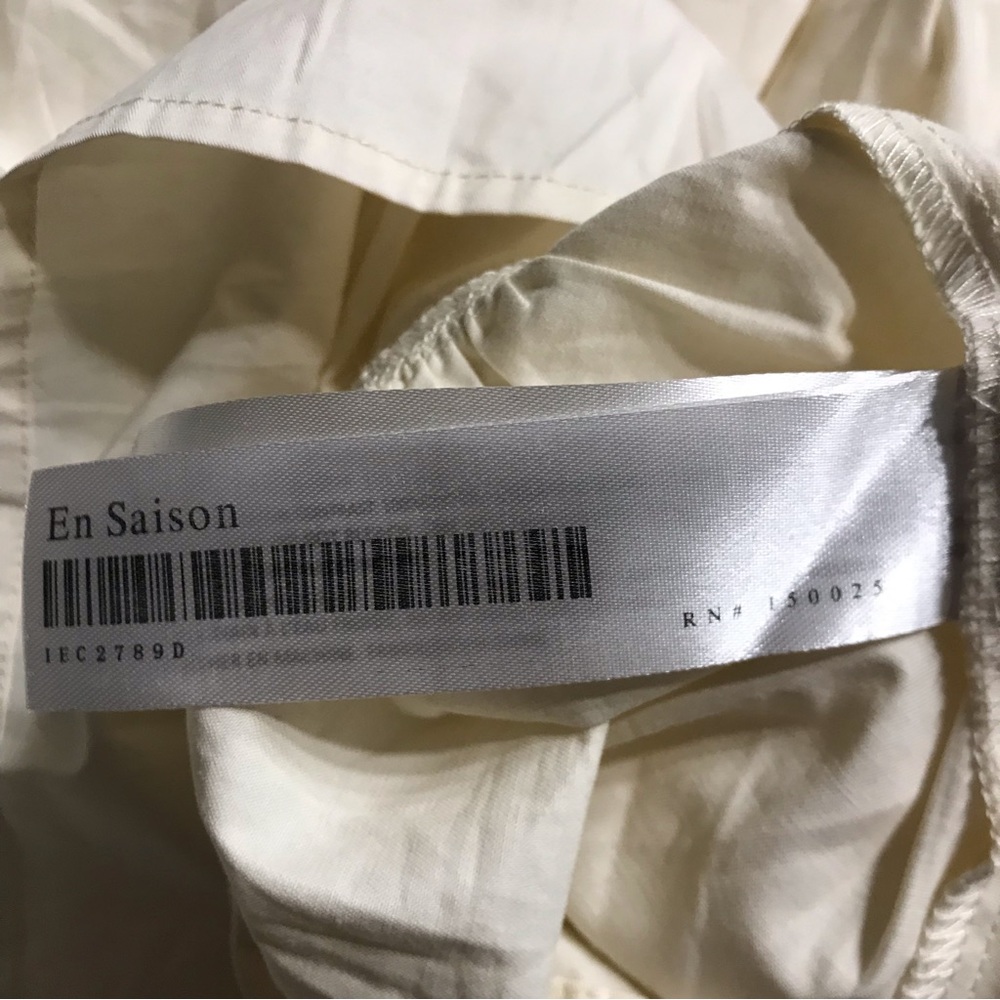 NWT $160 Anthropologie EN SAISON Creme Ruffled Square Neck Mini Dress Sz Medium - Picture 14 of 15